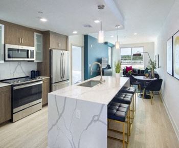 Waterfall kitchen island